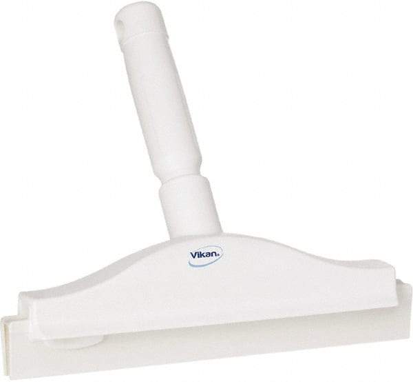 Vikan - 10" Rubber Blade Floor Squeegee - Double Edge, White, Plastic Holder - Makers Industrial Supply