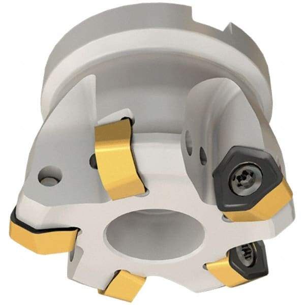 Iscar - 5 Inserts, 1.52" Cutter Diam, 0.106" Max Depth of Cut, Indexable High-Feed Face Mill - 3/4" Arbor Hole Diam, 0.312" Keyway Width, 1.5" High, MF FWX-07 Toolholder, H600 WXCU Inserts, Series Helido - Makers Industrial Supply