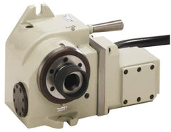 Yuasa - 2 Spindle, 100 Max RPM, 0.53 hp, Horizontal & Vertical CNC Collet Rotary Indexer - 20 kg (44 Lb) Max Horiz Load, 150.11mm Centerline Height - Makers Industrial Supply