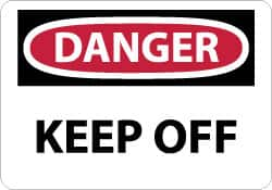 NMC - "Danger - Keep Off", 7" Long x 10" Wide, Pressure-Sensitive Vinyl Safety Sign - Rectangle, 0.004" Thick, Use for Hazardous Materials - Makers Industrial Supply