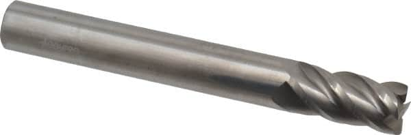 Accupro - 1/2", 4 Flute, Single End, Solid Carbide, 0.02" Corner Radius End Mill - 4" OAL, 40° Helix, Right Hand Flute, 1" LOC, Right Hand Cut - Makers Industrial Supply