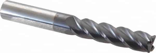 Accupro - 1/2", 4 Flute, Single End, Solid Carbide, 0.045" Corner Radius End Mill - 4" OAL, 40° Helix, Right Hand Flute, 2" LOC, Right Hand Cut - Makers Industrial Supply