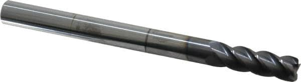 Accupro - 1/2", 4 Flute, Single End, Solid Carbide, 0.045" Corner Radius End Mill - 6" OAL, 40° Helix, Right Hand Flute, 1-1/2" LOC, Right Hand Cut - Makers Industrial Supply