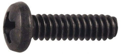 Made in USA - #6-32 UNC, 3/8" Length Under Head Phillips Drive Machine Screw - Pan Head, Grade 300 Stainless Steel, Black Oxide Finish, Without Washer - Makers Industrial Supply