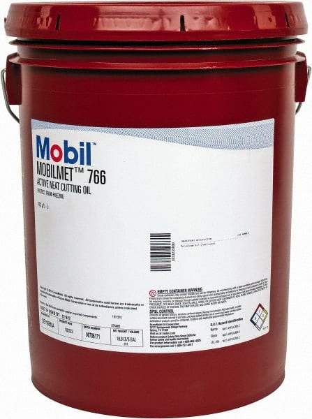 Mobil - Mobilmet 766, 5 Gal Pail Cutting Fluid - Straight Oil, For Automatic Lathe Operations, Broaching, Gear Shaving, Milling, Parting-Off, Planing, Shaping, Tapping, Threading - Makers Industrial Supply