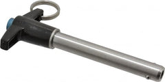 Jergens - 1/2" Diam, 3" Usable Length, T Handle, Push Button Quick Release Pin - 5-1/8" Overall Length, Grade 17-4 Stainless Steel, Passivated Finish - Makers Industrial Supply