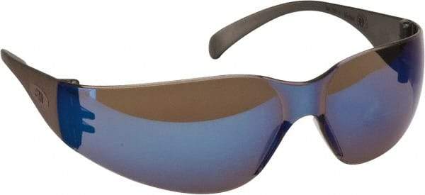 3M - Blue Mirror Lenses, Frameless Safety Glasses - Anti-Fog, Scratch Resistant, Plastic Frame, Size Universal, Wrap Around - Makers Industrial Supply