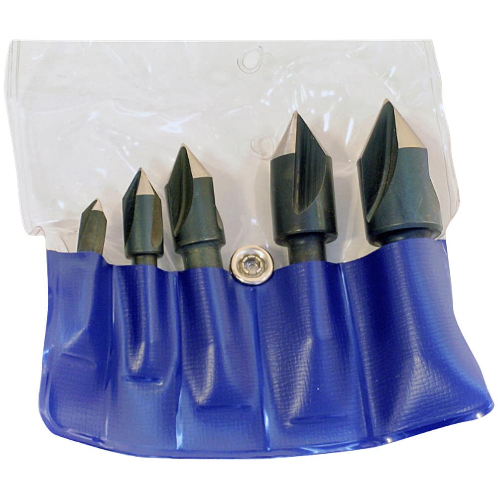 Chicago-Latrobe - 5 Piece, 1/4 to 3/4" Head Diam, 82° Included Angle, Single End Countersink Set - Makers Industrial Supply