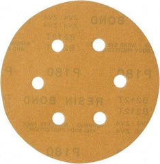 Made in USA - 6" Diam, 180 Grit, Aluminum Oxide Hook & Loop Disc - Very Fine Grade, Coated, C Weight Paper Backing, - Makers Industrial Supply