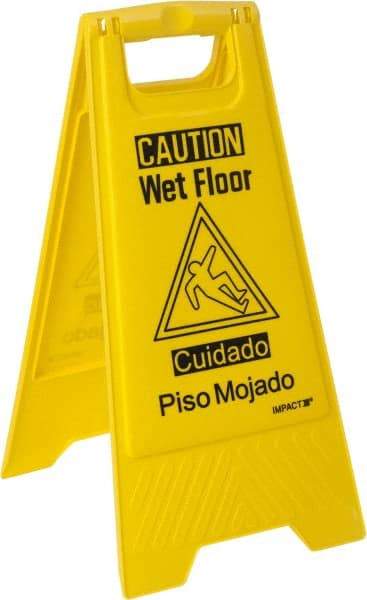 NMC - No Entry, 10-3/4" Wide x 24-5/8" High, Plastic Floor Sign - A-Frame, Black on Yellow, For Security & Admittance - Makers Industrial Supply