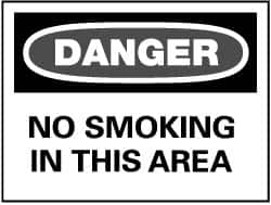 NMC - "Danger - No Smoking in This Area", 7" Long x 10" Wide, Rigid Plastic Safety Sign - Rectangle, 0.05" Thick, Use for Accident Prevention - Makers Industrial Supply