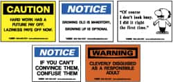 NMC - "Various Office Humor", 3" Long x 5" Wide, Pressure-Sensitive Vinyl Safety Sign - Rectangle, 0.004" Thick, Use for Workplace/Safety - Makers Industrial Supply