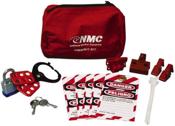 NMC - 12 Piece Electrical Lockout Kit - 3/4 Inch Vertical Shackle Clearance, Comes in Pouch - Makers Industrial Supply