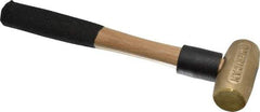 American Hammer - 1 Lb Head 1-1/8" Face Brass Head Hammer - 12" OAL, Wood Handle - Makers Industrial Supply