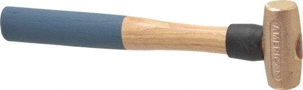 American Hammer - 1-1/2 Lb Head 1-3/8" Face Bronze Nonmarring Hammer - 12" OAL, Wood Handle - Makers Industrial Supply