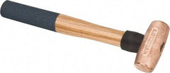 American Hammer - 2 Lb Nonsparking Copper Head Hammer - 13" OAL, 3-1/2" Head Length, 1-3/8" Face Diam, 13" Hickory Handle - Makers Industrial Supply