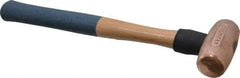 American Hammer - 3 Lb Nonsparking Copper Head Hammer - 15" OAL, 4" Head Length, 1-1/2" Face Diam, 15" Hickory Handle - Makers Industrial Supply