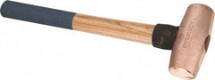 American Hammer - 5 Lb Nonsparking Copper Head Hammer - 16" OAL, 5" Head Length, 1-3/4" Face Diam, 16" Hickory Handle - Makers Industrial Supply