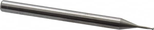 Accupro - 0.8mm, 2 Flute, Single End, Solid Carbide, 0.1mm Corner Radius End Mill - 50mm OAL, 30° Helix, Right Hand Flute, 0.8mm LOC, Right Hand Cut, 5mm Extended Reach - Makers Industrial Supply