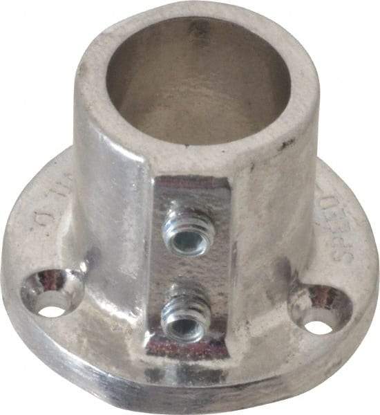 Hollaender - 1" Pipe, Base Flange, Aluminum Alloy Flange Pipe Rail Fitting - Bright Finish - Makers Industrial Supply