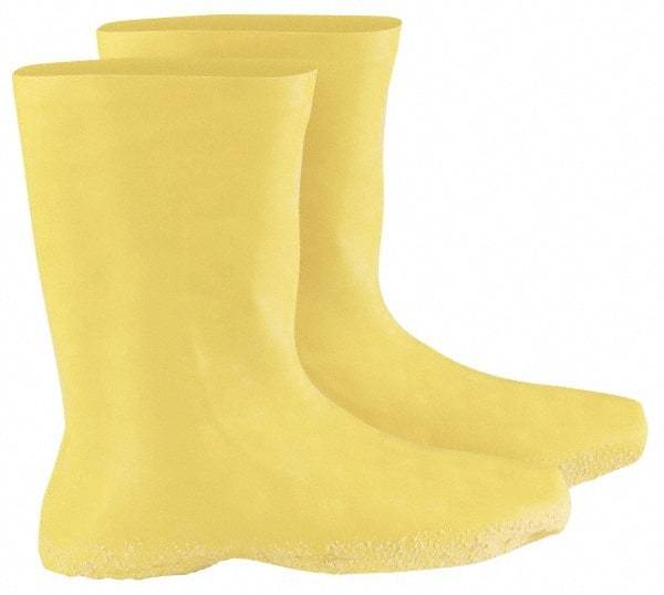 Dunlop Protective Footwear - Men's XL (Women's 12-14) Chemical Resistant Overboots - 12" High, Plain Toe, Nonslip Sole, Rubber Upper, Yellow - Makers Industrial Supply