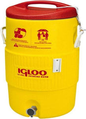 Igloo - 10 Gal Beverage Cooler - Plastic, Yellow/Red - Makers Industrial Supply