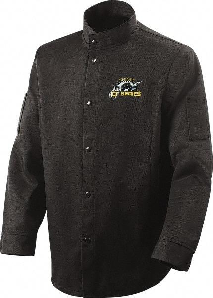 Steiner - Size M Welding & Flame Resistant/Retardant Jacket - Black, Carbonized Fiber, Snaps Closure, 40 to 42" Chest - Makers Industrial Supply