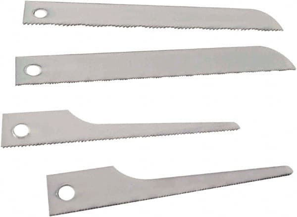 Disston - 4 Piece, 3" to 4" Long x 0.03" Thick, Bi-Metal Reciprocating Saw Blade Set - Straight Profile, 18 to 32 Teeth per Inch, Toothed Edge, Angled Tip - Makers Industrial Supply