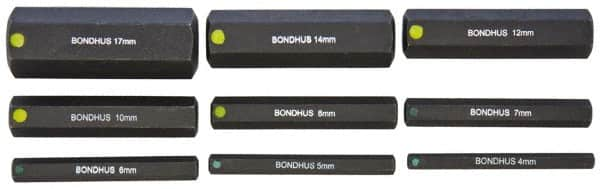 Bondhus - 9 Piece Hex Drive Bit Set - Hex Point - Makers Industrial Supply