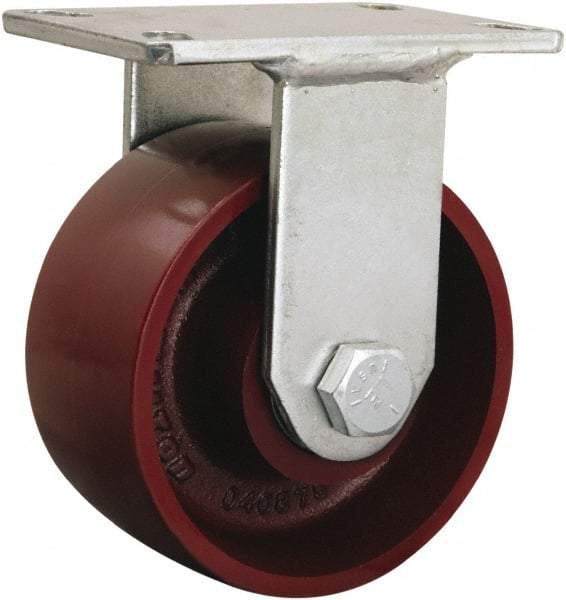 Hamilton - 6" Diam x 8" OAH Top Plate Mount Rigid Track - Iron, 2,500 Lb Capacity, Tapered Roller Bearing, 5-1/4 x 7-1/4" Plate - Makers Industrial Supply