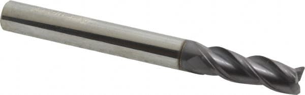 Accupro - 1/4", 3 Flute, Single End, Solid Carbide, 0.0150 - 0.0200" Corner Radius End Mill - 2-1/2" OAL, Right Hand Flute, 3/4" LOC, Right Hand Cut - Makers Industrial Supply