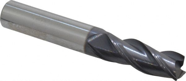 Accupro - 3/8" Diam 3 Flute Solid Carbide 0.015 to 0.020" Corner Radius End Mill - Makers Industrial Supply