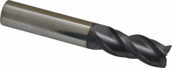 Accupro - 7/16", 3 Flute, Single End, Solid Carbide, 0.0150 - 0.0200" Corner Radius End Mill - 2-3/4" OAL, Right Hand Flute, 1" LOC, Right Hand Cut - Makers Industrial Supply