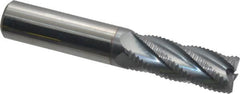 Accupro - 1/2" Diam, Fine Pitch, 1-1/4" LOC, 5 Flute Solid Carbide Roughing Square End Mill - TiCN Finish, 3" OAL, 1/2" Shank Diam, Single End, 30° Helix - Makers Industrial Supply