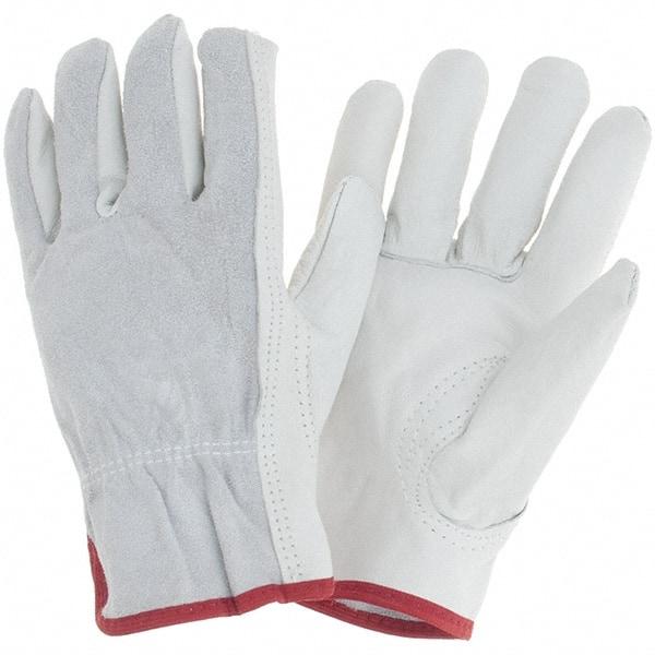 PIP - Size S (7) Split Back/Grain Palm Cowhide General Protection Work Gloves - For Work & Driver, Uncoated, Slip-On Cuff, Full Fingered, Natural, Paired - Makers Industrial Supply