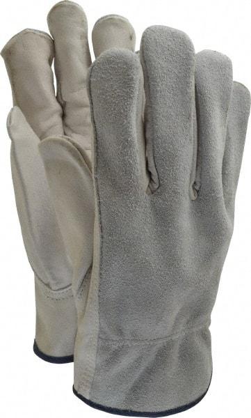 PRO-SAFE - Size XL (10) Split Back/Grain Palm Cowhide General Protection Work Gloves - For Work & Driver, Uncoated, Slip-On Cuff, Full Fingered, Natural, Paired - Makers Industrial Supply