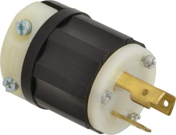 Leviton - 125 VAC, 30 Amp, L5-30P Configuration, Industrial Grade, Self Grounding Plug - 1 Phase, 2 Poles, 0.385 to 0.86 Inch Cord Diameter - Makers Industrial Supply