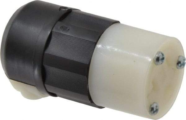 Leviton - 125 VAC, 20 Amp, 5-20R NEMA, Straight, Self Grounding, Industrial Grade Connector - 2 Pole, 3 Wire, 1 Phase, Nylon, Black, White - Makers Industrial Supply