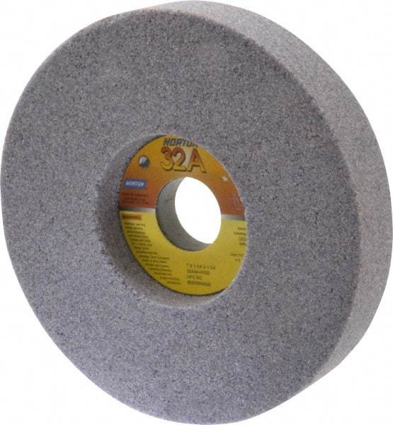 Norton - 7" Diam x 1-1/4" Hole x 1-1/4" Thick, H Hardness, 46 Grit Surface Grinding Wheel - Aluminum Oxide, Type 5, Coarse Grade, 3,600 Max RPM, Vitrified Bond, One-Side Recess - Makers Industrial Supply