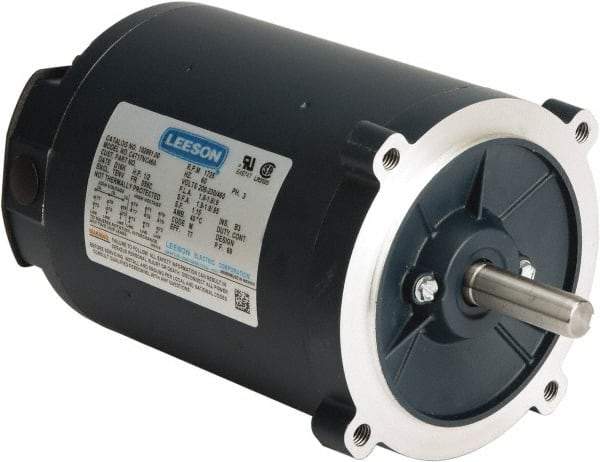 Leeson - 1/3 Max hp, 1,800 Max RPM, Electric AC DC Motor - 230/460 V Input, Three Phase, S56C Frame, C-Face Mount, TENV Enclosure - Makers Industrial Supply