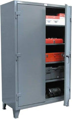 Strong Hold - 3 Shelf Locking Storage Cabinet - Steel, 48" Wide x 24" Deep x 60" High, Dark Gray - Makers Industrial Supply