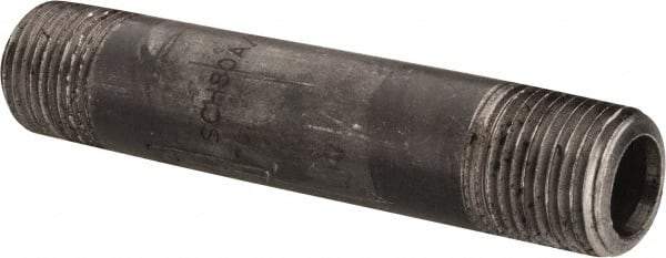 Value Collection - Schedule 80, 1/2" Diam x 4" Long Black Pipe Nipple - Threaded - Makers Industrial Supply