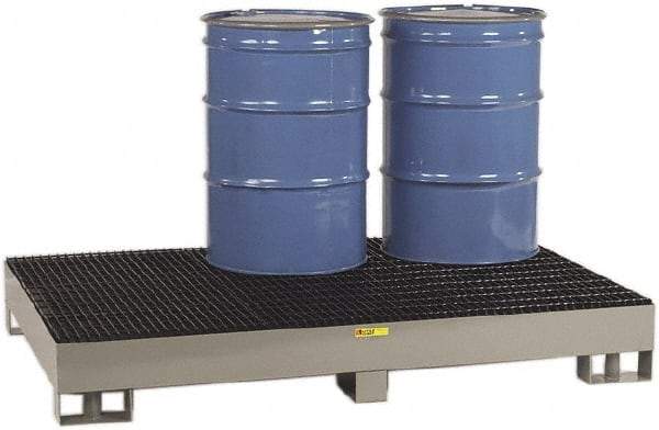 Little Giant - 99 Gal Sump, 6,000 Lb Capacity, 6 Drum, Steel Spill Deck or Pallet - 51" Long x 76" Wide x 10-1/2" High, Gray and Black, Liftable Fork, Vertical, 2 x 3 Drum Configuration - Makers Industrial Supply