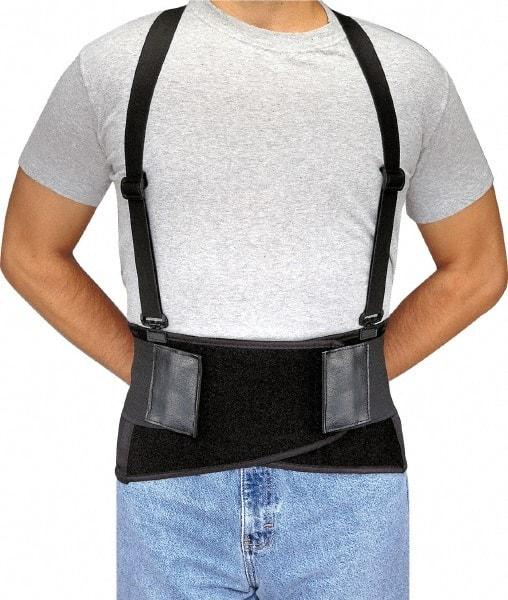 PRO-SAFE - Size XS, Hook & Loop, Spandex Belt with Adjustable Shoulder Straps - 28 to 32" Waist, 9" Wide, Detachable Strap, Black - Makers Industrial Supply