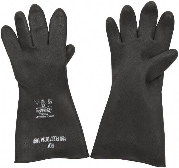 SHOWA - Size XL (10), 15" Long, 40 mil Thick, Latex Chemical Resistant Gloves - Textured Finish, Rolled Cuff, ANSI Abrasion Level 2, ANSI Cut Level 1, ANSI Puncture Level 0, Black, FDA Approved - Makers Industrial Supply