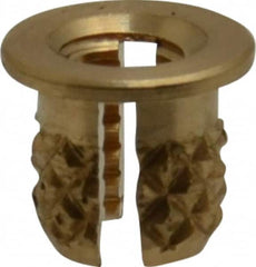 E-Z LOK - #4-40 UNC Brass Flanged Press Fit Threaded Insert for Plastic - 3/16" OAL, 0.166" Insert Diam, 5/32" Hole Diam, 5/32" Drill - Makers Industrial Supply