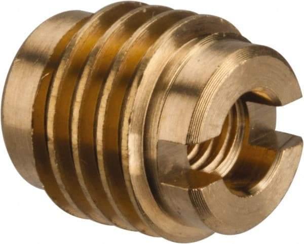 E-Z LOK - #10-32, Brass Knife Insert - 3/8" Drill, 3/8" Hole Diam, 1/2" Long, 0.6" Min Grip - Makers Industrial Supply