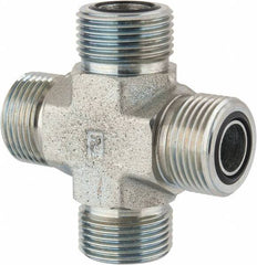 Parker - 5/8" OD, Steel Union Cross - 6,000 Max Working psi, 1-1/16" Hex, O-ring Face Seal Ends - Makers Industrial Supply