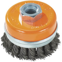 WALTER Surface Technologies - 5" Diam, 5/8-11 Threaded Arbor, Steel Fill Cup Brush - 0.02 Wire Diam, 8,600 Max RPM - Makers Industrial Supply