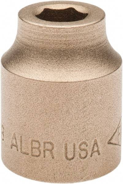 Ampco - 3/8", 1/2" Drive, Standard Hand Socket - 6 Points, 1-3/16" OAL, Aluminum Bronze - Makers Industrial Supply